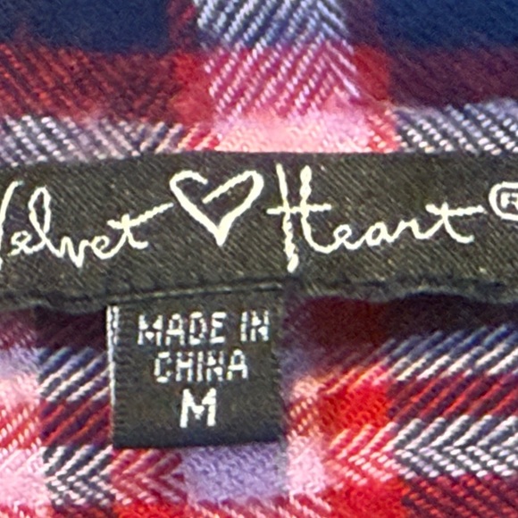 Velvet Heart Women’s Plaid Flannel Button Down Shirt‎ Red Navy Gray Size M - Picture 11 of 11
